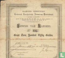 Geldersch Overijselsche Stoomtram-Maatschappij, Bewijs van aandeel, 250,= Gulden