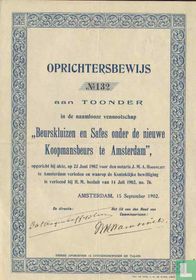 N.V. Beurskluizen en safes onder de nieuwe Koppmansbeurs te Amsterdam, Oprichtersbewijs aan toonder