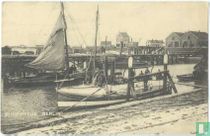Schipbreuk Berlin. Een gezicht op den Hoek op den voorgrond de reddingsboot met de dappere bemanning