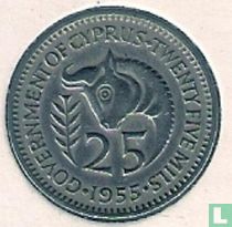 Cyprus 25 mils 1955