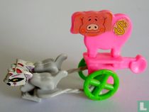 Cochon avec les ratons laveurs