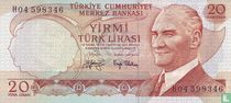 Türkei 20 Lira (Präfix C bis H schwarze Unterschriften)