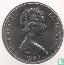 Man 1 crown 1980 (koper-nikkel - zonder punt tussen OLYMPICS en LAKE) "1980 Winter Olympics in Lake Placid"