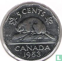 Canada 5 cents 1953 (sans bandoulière)