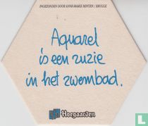 Aquarel is een ruzie in het zwembad.