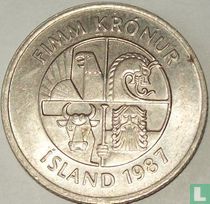 Islande 5 krónur 1987