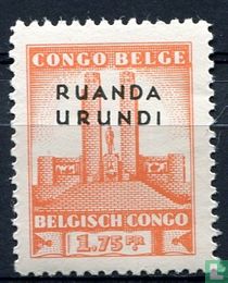 Koning Albert gedenkteken, met opdruk Ruanda-Urundi 