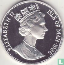 Isle of Man 1 crown 1986 (PROOF - silver) "Football World Cup in Mexico - 2 players shooting"
