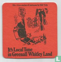 It's Local Time in Greenall Whitley Land No.4 in a series of cartoons by Bill Tidy / Greenall's Local Bitter