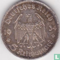 Empire allemand 5 reichsmark 1934 (G - type 2) "1ère anniversaire du régime nazi""