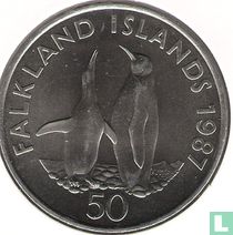 Falkland Islands 50 pence 1987 "25th anniversary of World Wildlife Fund"