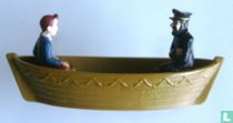 Tintin and Haddock in a boat