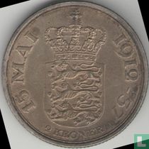 Denmark 2 kroner 1937 "25th anniversary Reign of Christian X"