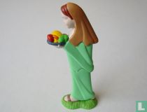 Woman with fruit bowl
