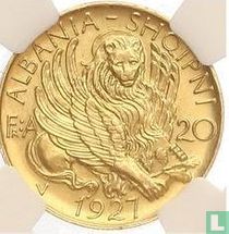 Albania 20 franga ari 1927 (type 2)