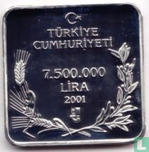 Turkey 7.500.000 lira 2001 (PROOF) "Griffon Vulture"