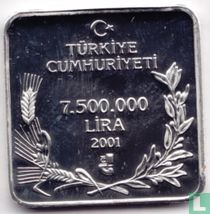 Turkey 7.500.000 lira 2001 (PROOF) "Great Bustard"