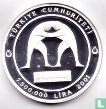 Turkey 7.500.000 lira 2001 (PROOF) "Koca Yusuf Baspehlivan"