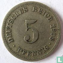 Empire allemand 5 pfennig 1908 (F)