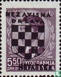 Timbres yougoslaves, avec surcharge de bouclier