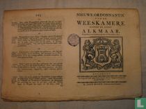 Nieuwe ordonnantie van de weeskamere binnen de stadt Alkmaar