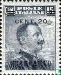 König Victor Emmanuel III, mit Aufdruck