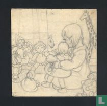 Lotje en haar Vriendje originele schetstekening