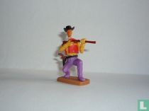 Cowboy kneeling rifle at the ready (yellow purple)