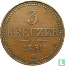 Oostenrijk 3 kreuzer 1851 (B)