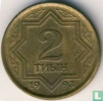 Kazachstan 2 tyin 1993 (zink bekleed met messing)