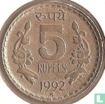 India 5 rupees 1992 (Hyderabad - security edge)