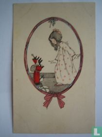 Meisje met kerstmannetje