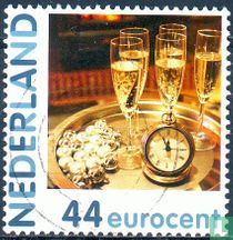 Clock and champagne