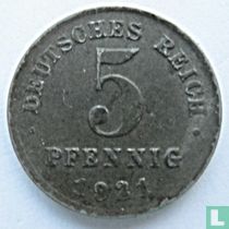 Empire allemand 5 pfennig 1921 (D) acheter