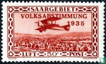 Luftpost mit Aufdruck  "VOLKSABSTIMMUNG 1935"