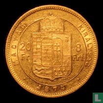 Hongarije 8 forint / 20 francs 1874