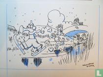 Originele tekening Plunk kerstkaart 2007