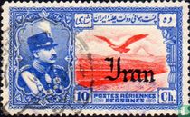 Reza Sjah Pahlavi en gebergte, met opdruk