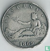 Spain 5 pesetas 1869