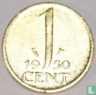 Nederland 1 cent 1950 verguld