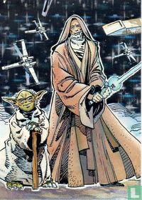 Etched foiled card: Yoda en Obi-wan Kenobi