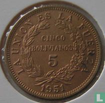 Bolivia 5 bolivianos 1951 (H)