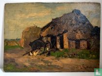Haystack with chickens