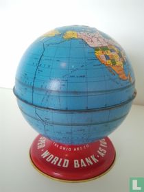 Vintage blikken globe bank 