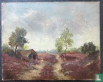 Heidelandschap met schaapskooi