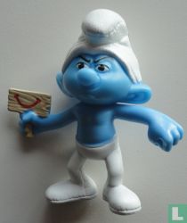 Moppersmurf met bordje "smile"