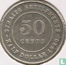 Straits Settlements 50 Cent 1920 (traverser sous le buste)