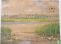 Landschap met stads- en dorpsgezicht.