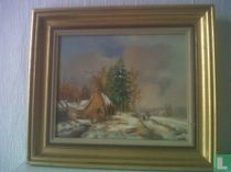 paysage d'hiver avec 2 chiffres