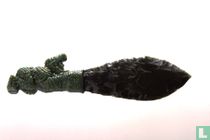 Couteau de sacrifice maya en obsidienne et turquoise
